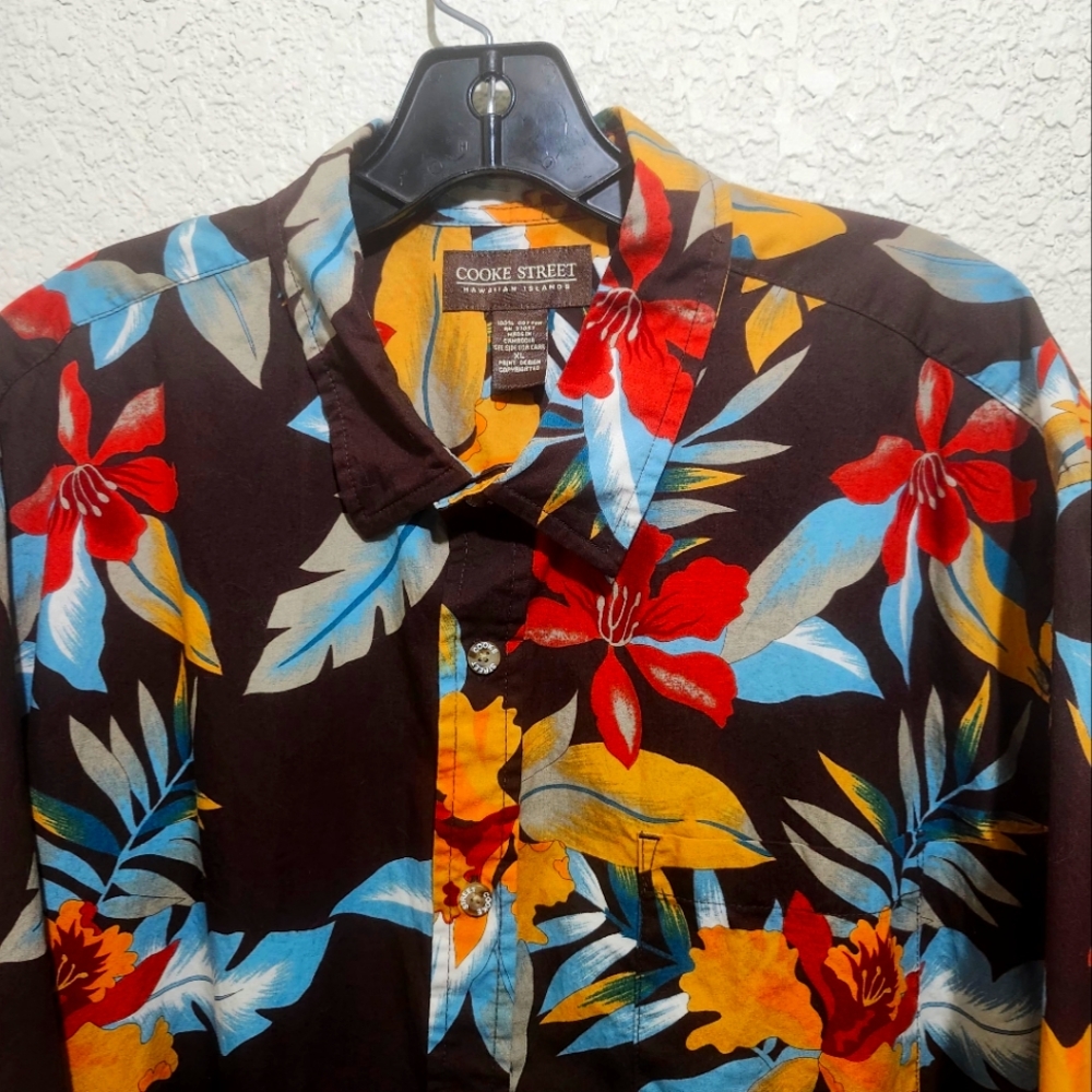 Cooke Street Men's Floral Hawaiian Shirt - Multicolor Short Sleeve 100% Cotton